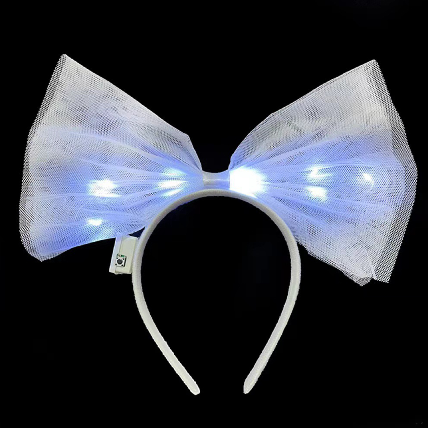 1pc led brilhante bandana grande arco bandana led brilhando no escuro luminoso organza arco faixa de cabelo para festa feminina