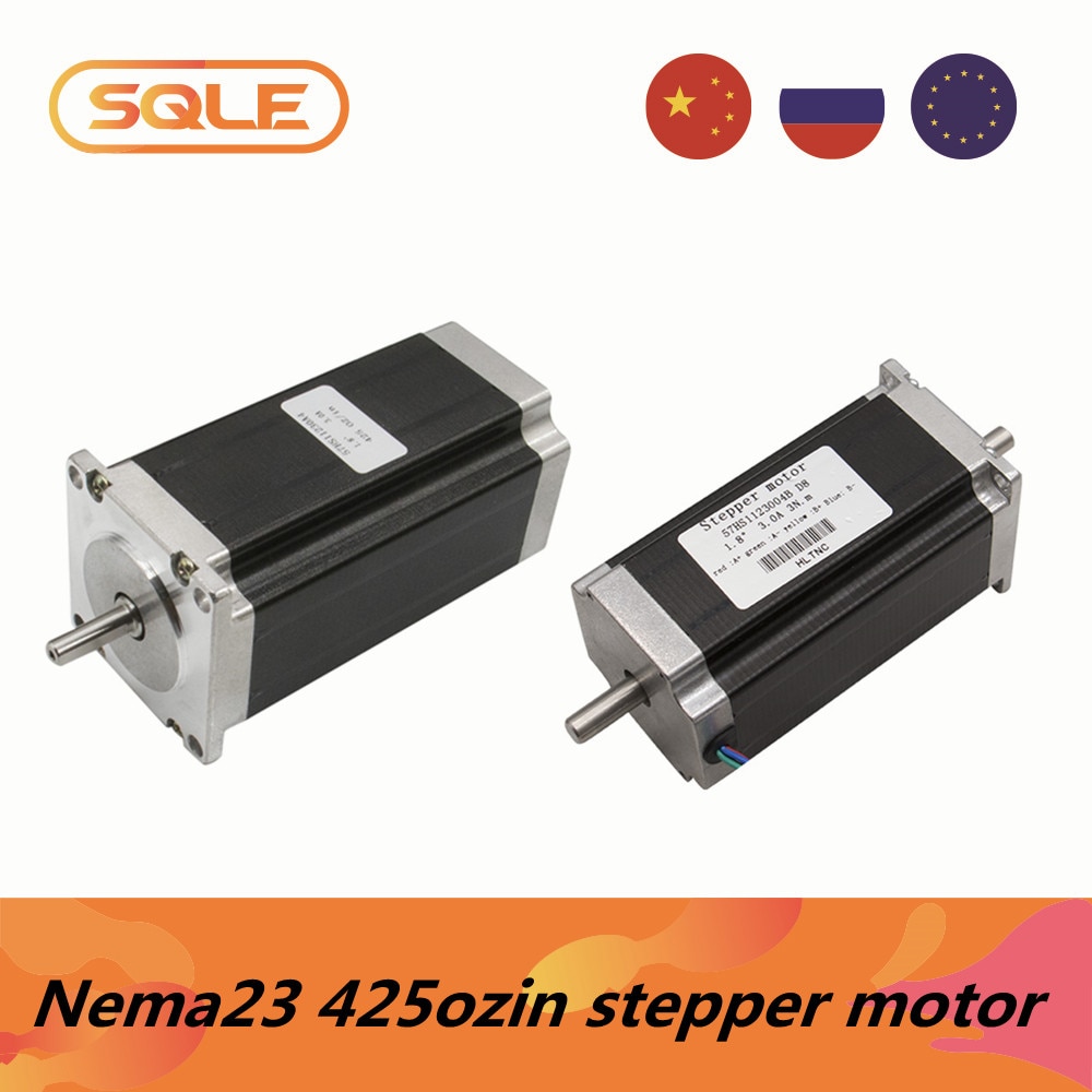 Trinnmotor 3a 57 hs 112-3004 / 4a 57 hs 112-4004 nema 23 425 ozin enkeltaksel eller dobbelaksel 6.35mm / 8mm