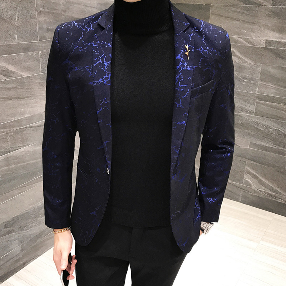 Slim bleiser masculino hiver décontracté costume à fleurs hommes fleur Blazer tenue de soirée Pantalon à la blaser masculino
