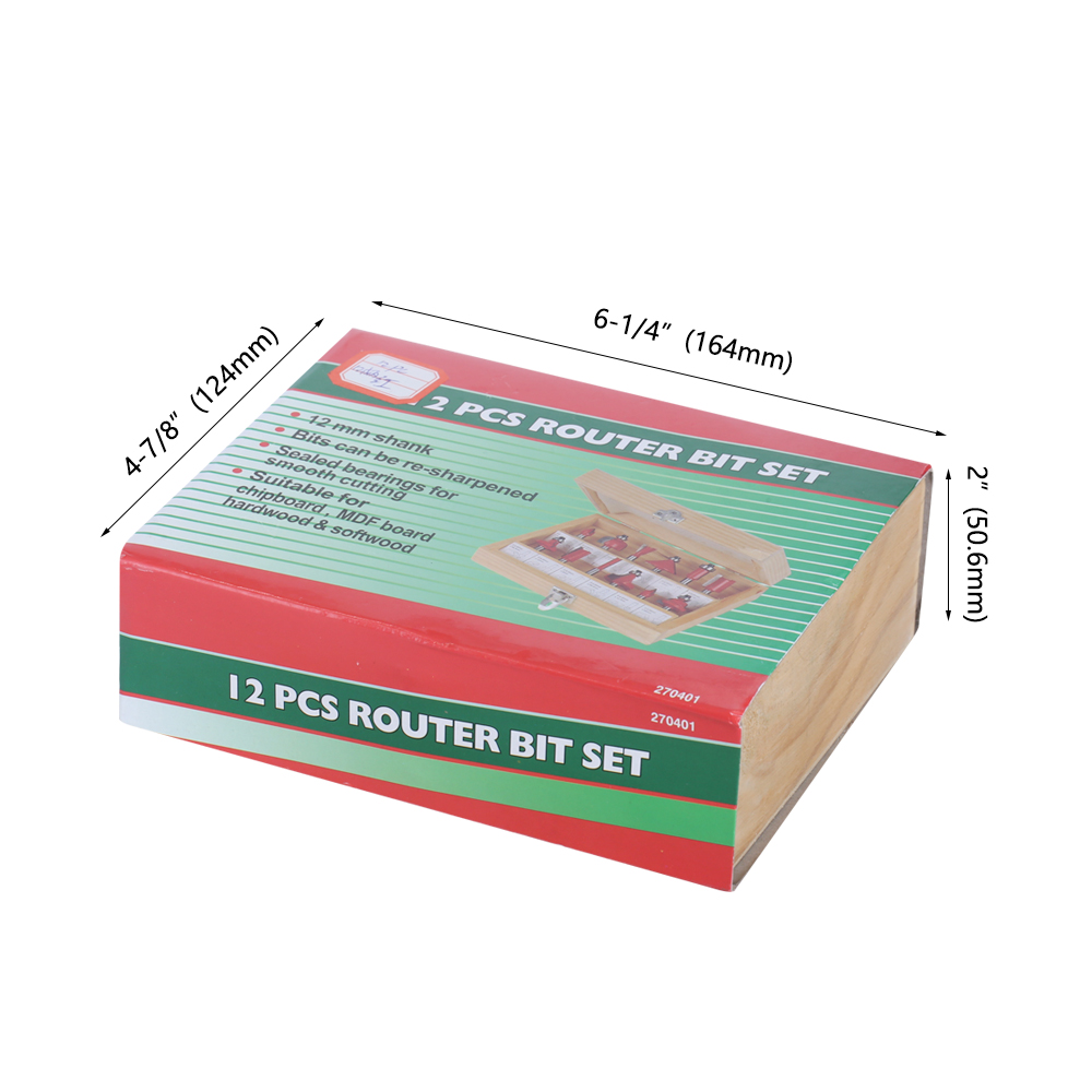 LAVIE – Jeu de mèches de toupie pour le travail du bois, fraises droites en carbure de tungstène de 8 mm, 12 pièces, MC02006