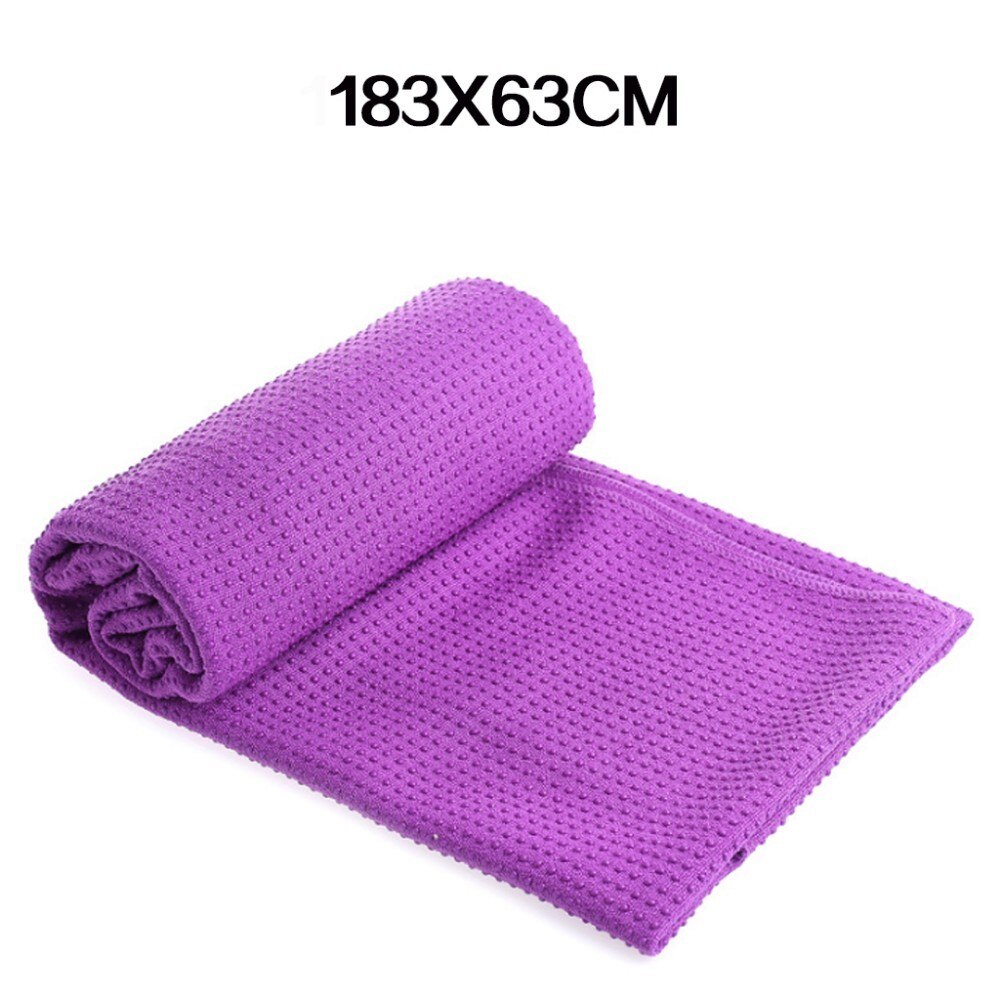 Yoga Mat Towel - 183x63cm - Microfiber Anti-Skid Cover - Exercise Equipment with Bag: Purple