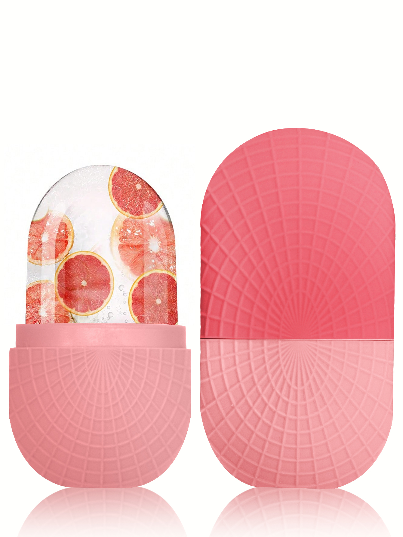 Rouleau de glace pour le visage et les yeux, rouleau de glace pour la beauté du visage, Massage sur glace du visage en Silicone, outil de soins de la peau réutilisable et étanche: Rose