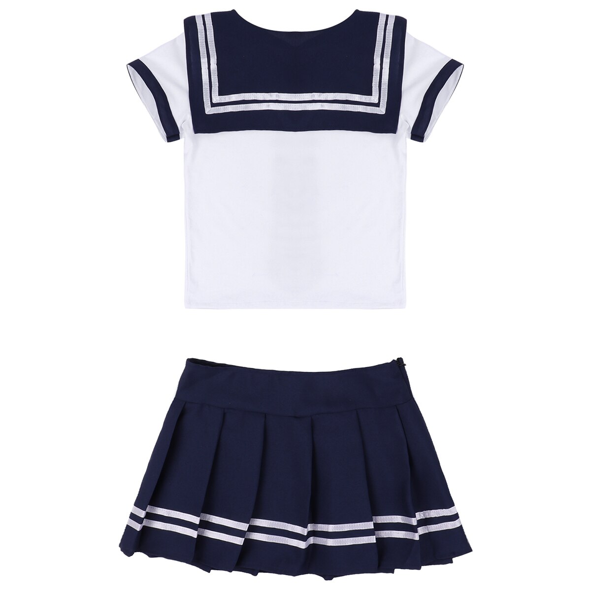Disfraz de Cosplay para mujeres y adultos de 3 uds., uniforme de marinero, camiseta de manga corta con Falda plisada y corbata