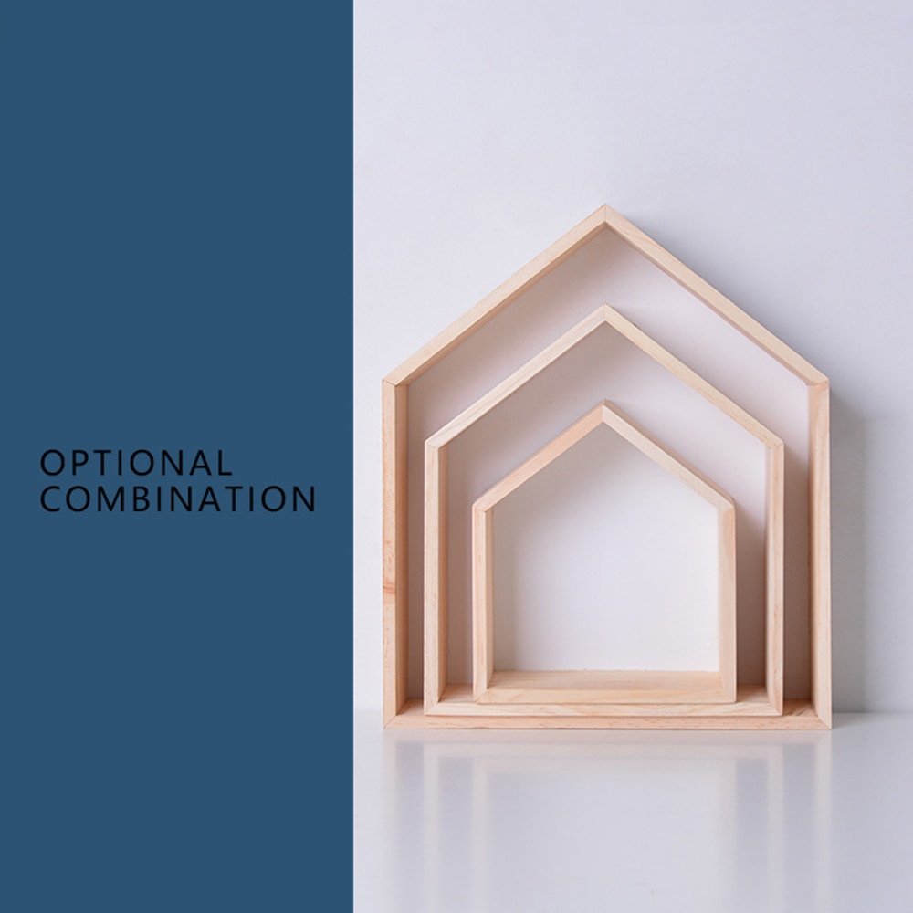 1/3 stk tre vegghylle barn barnerom tre hylle veggpynt diverse håndverksholder stativ soverom stue dekorasjon