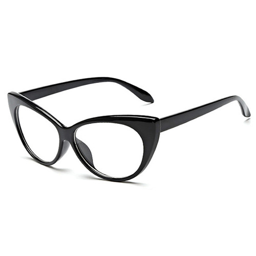 Vrouwen Mode Cat Eye Stijl Zonnebril Lichtgewicht Zonnebril Eyewear Met UV400 Bescherming: Bright Black  Plain
