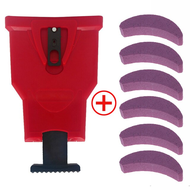 Affûteuse de dents de scie à chaîne affûtage de la chaîne système d'outil extérieur abrasif facile Durable affûtage rapide à montage sur barre: Red 6 x stones