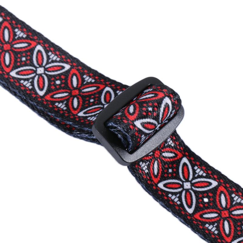 Ethnic Style Ukulele Guitar Halter Strap Durable Adjustable Printing Ribbon Clip-on Guitar Belt Sling Instrument Guitar Accessor