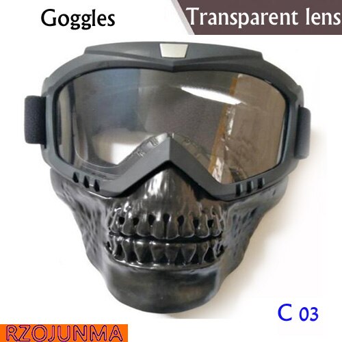 Skull Ski goggles Mask Detachable Snowboard Eyewear Windproof Riding Snow Snowmobile Goggle Sci Funny Skiing Glasses Oculos: Clear