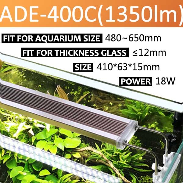 NICREW Aquarium LED Light Lighting Plants Grow Lamp 6500k-7500K Ultra Thin Plant Lighting for Fish Tank Aquarium 12W 14W 18W 24W: ADE 400C