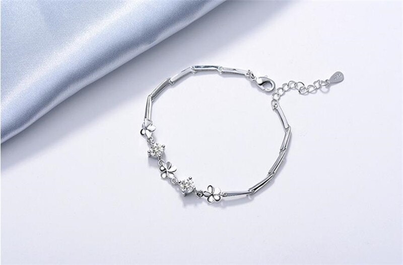 Lady Crystal Flower Bracelet Girl Princess Birthday accessori bracciale in argento Sterling 925 di alta qualità per gioielli da donna