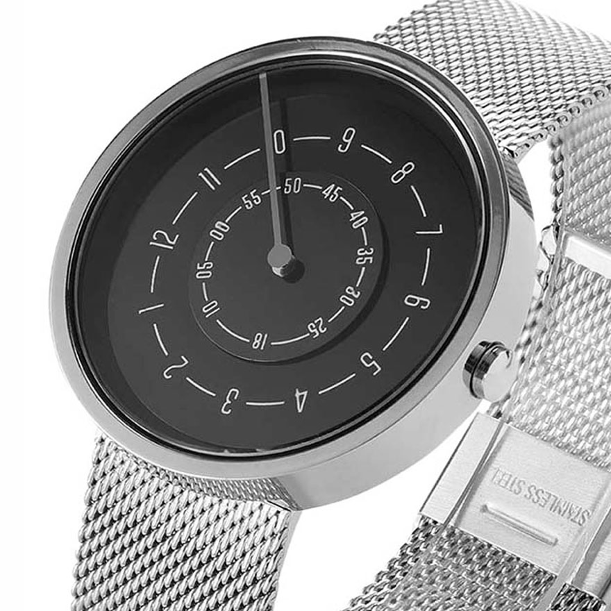 Par klokke menn kvinner minimalistisk platespiller tall skive armbåndsur casual skinn stål sport mannlig klokke for elskere