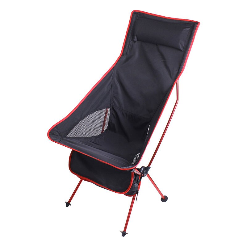 Bärbar hopfällbar stol utomhus camping resa fiskestol 150kg maxload bbq hemmakontor säte månstol стул для кемпинга 캠핑의자: Röd