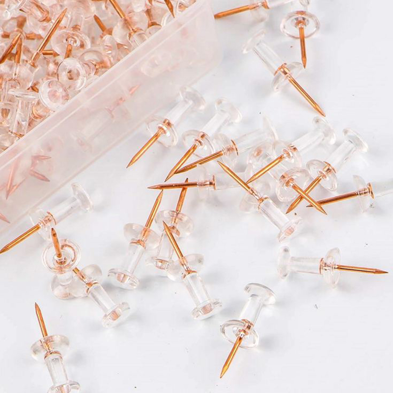 80 ks/sada plast priehľadné ružové zlato špendlíky na palec pripináčik na tabuľu špendlíky kresba foto nástenné cvočky kancelárske školské potreby