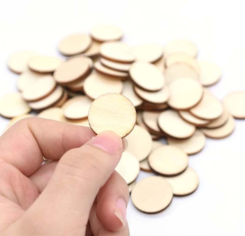Diameter 1-10CM Natural Pine Round Wooden Pieces Slices Circles for Kids DIY Painting Wood Chip and Wedding Household Decoration