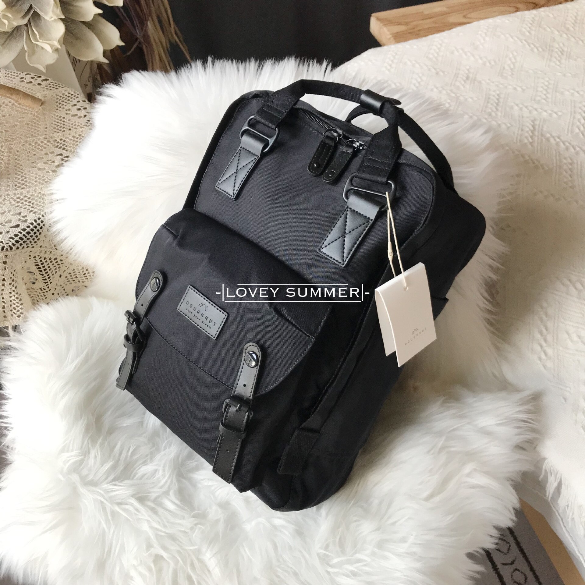 Mochila de viaje de viento de Hong Kong ins para hombres y mujeres, nueva mochila escolar de ocio de para actividades al aire libre: Large Black