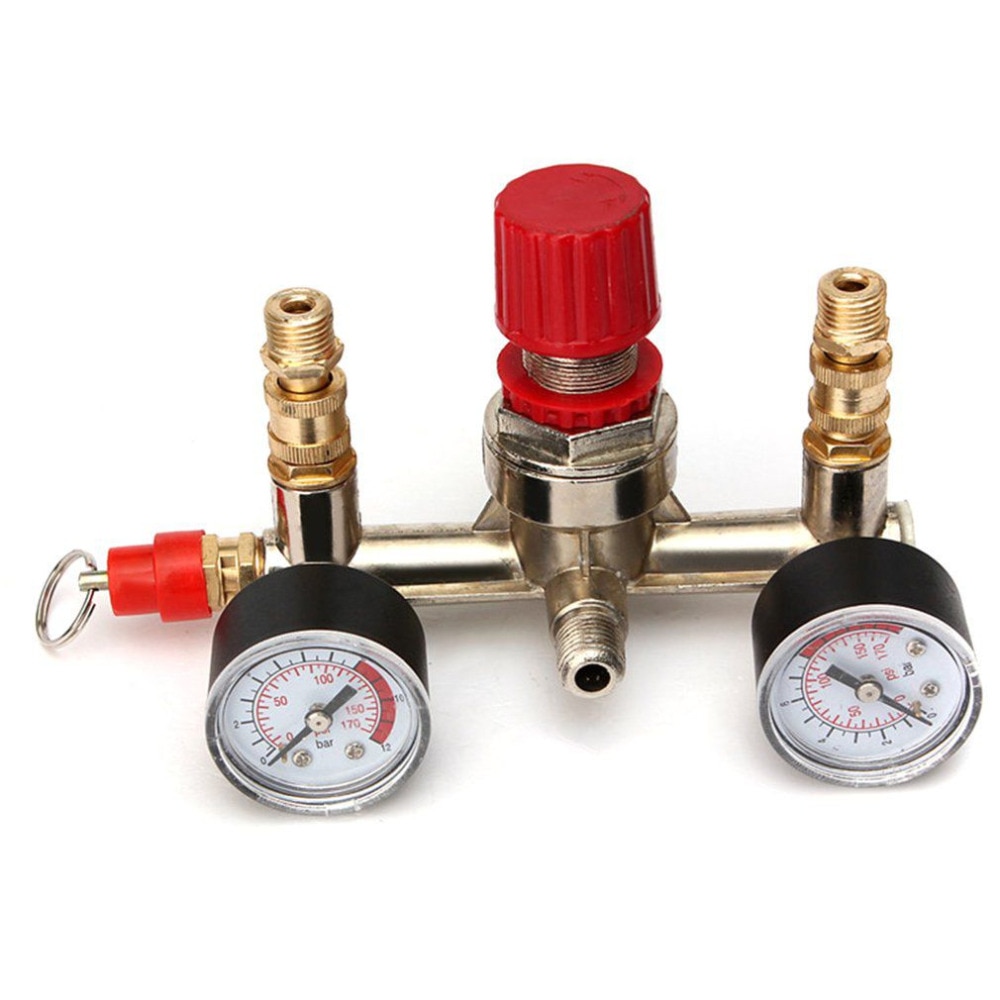 Adjustable Pressure Switch Air Compressor Switch Pressure Regulating with 2 Press Gauges Valve Control Set 230V