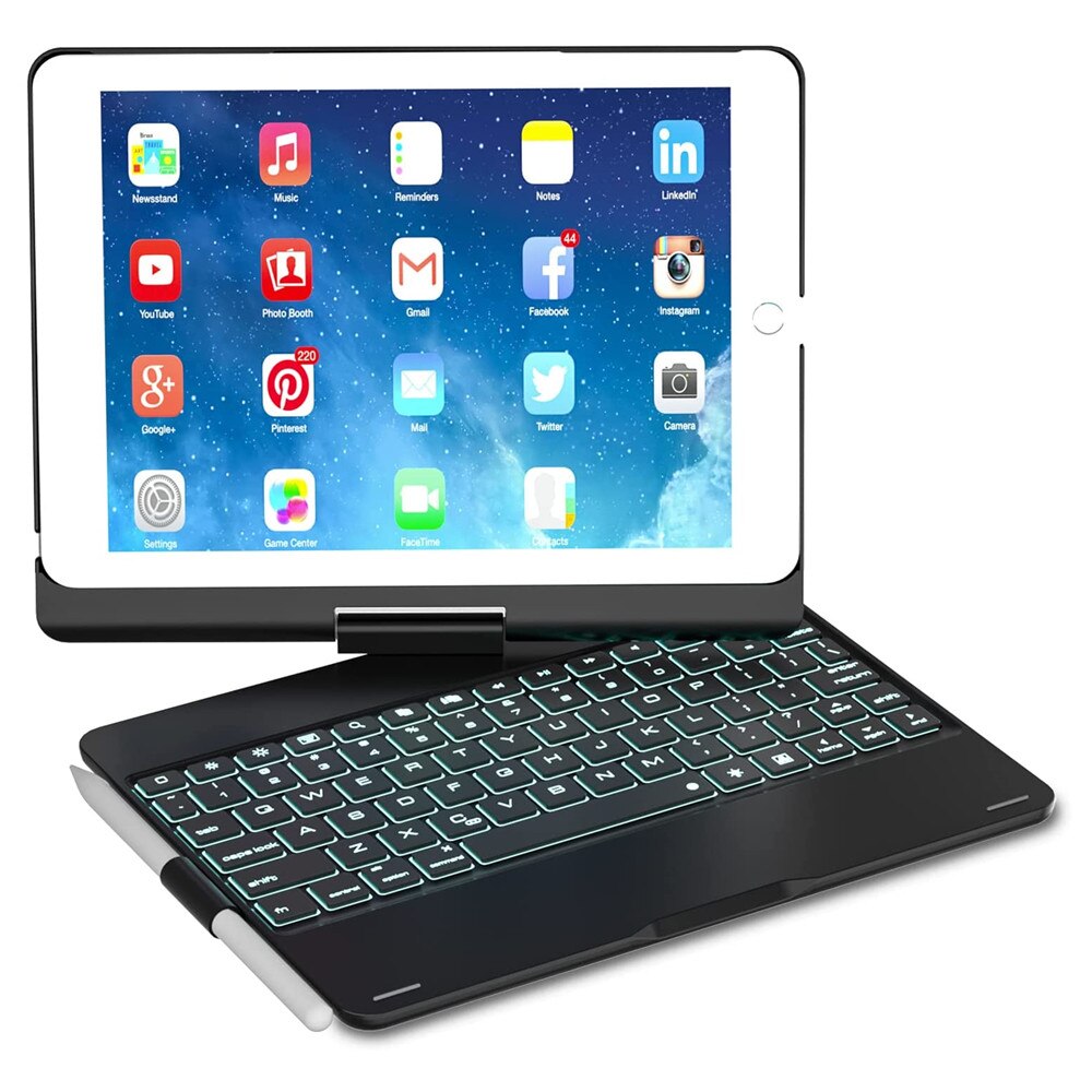 Magie Touchpad Tastatur Fall für iPad 5th 6th Gen Pro 9,7 Umdrehung Drahtlose Bluetooth Tastatur Swivel Abdeckung für iPad air1 2: Black