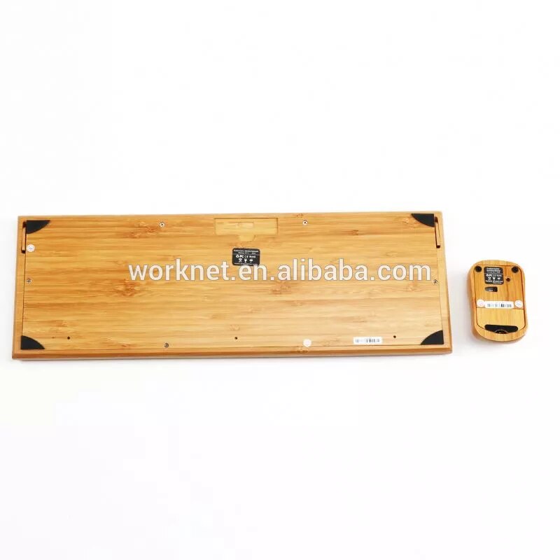 eco-friendly handmade 108 keys 3 keypads bamboo wood wired keyboard and mouse combo