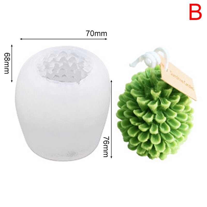 Moule bougie noel arbre de noel pomme de pin flocon de neige bougie Silicone moule: B