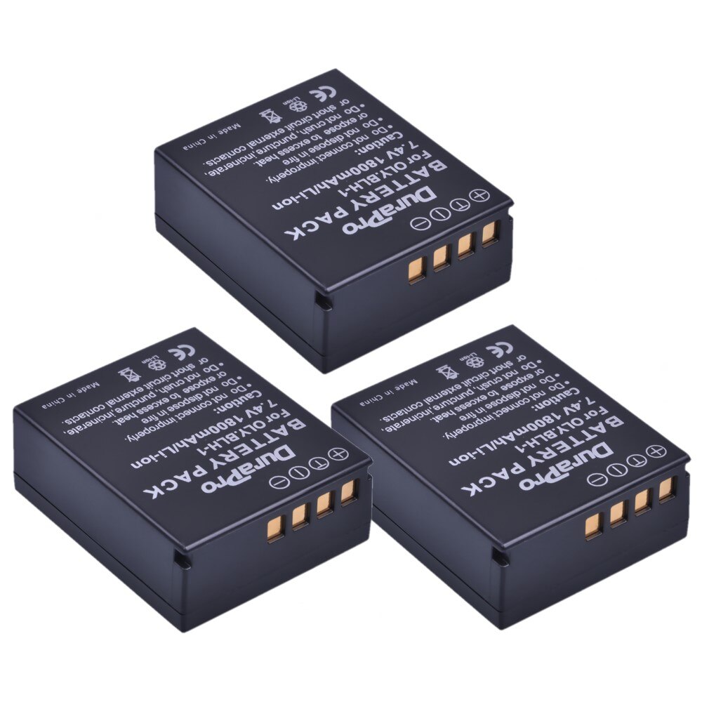 1800mAh BLH-1 BLH1 Battery with Charger for Olympus E-M1 Mark II, E-M1X, E-M1 Mark III Camera: 3x Battery