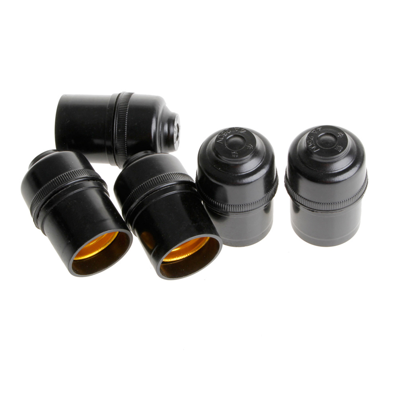 5pcs Black E27 Light Bulb Lamp Holder Base Pendant Screw Cap Socket 250V 4A