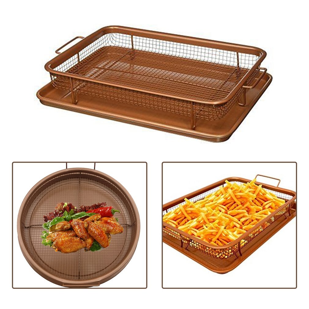 Practical Copper Fry French Chef Basket Easy Clean Household Kitchen Fry French Chef Basket Cooking Crispy Tray