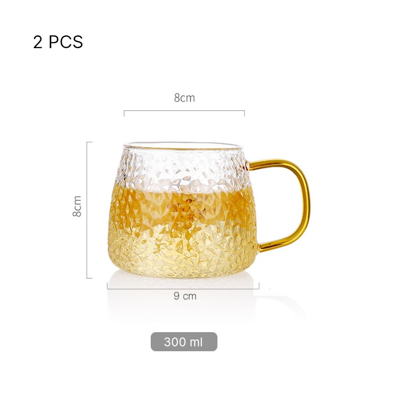 Styl japońnarty szklanki herbaty ręcznie żaroodporne mody młotkiem ziarna wody szklane filiżanki filiżanki robić kawy mleka kubek z uchwytem: 2szt