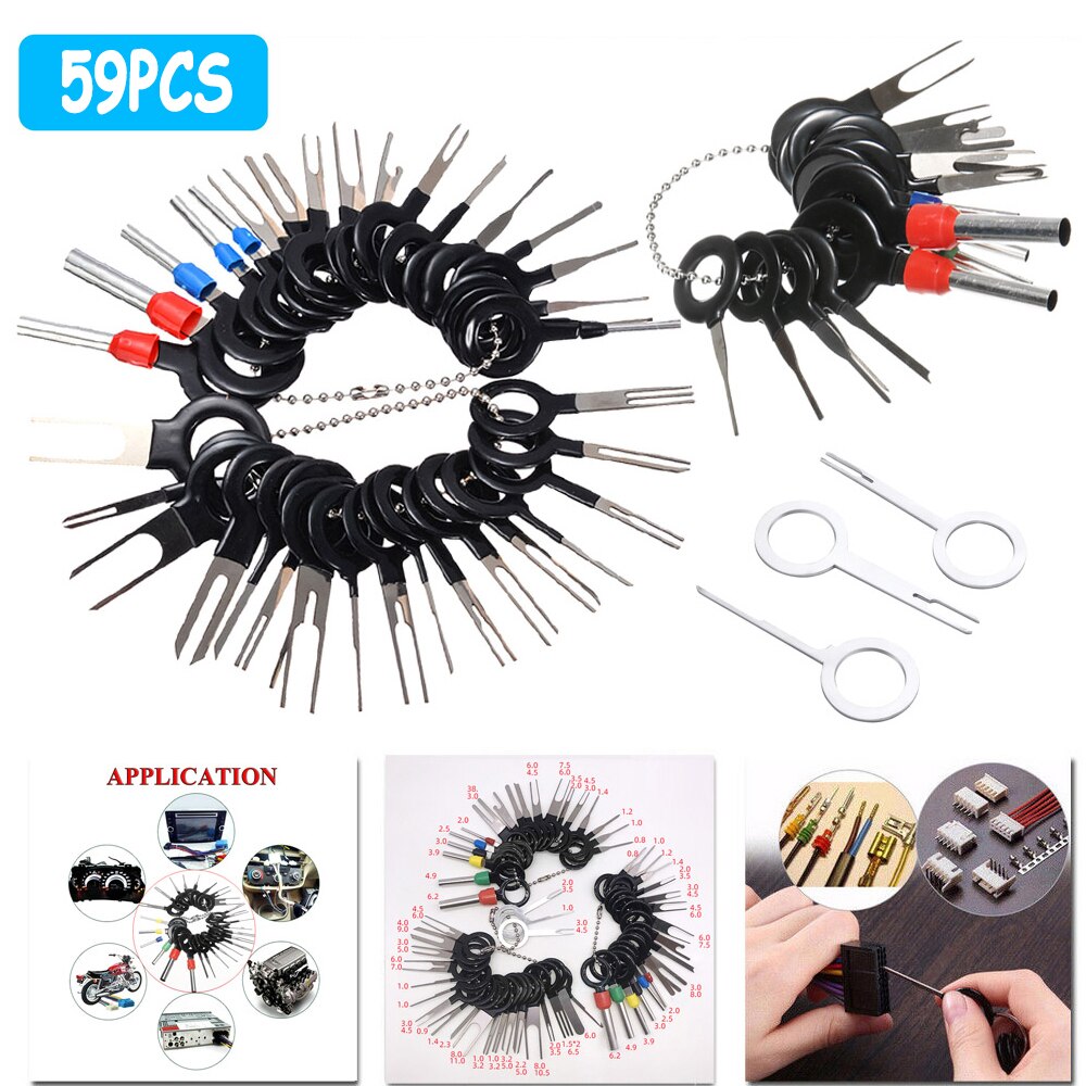59Pcs Car Wire Terminal Release Pin Extractor Tool Kit Wiring Crimp Connector Puller Plug Repair Hand Tool Terminal Ejector Kit