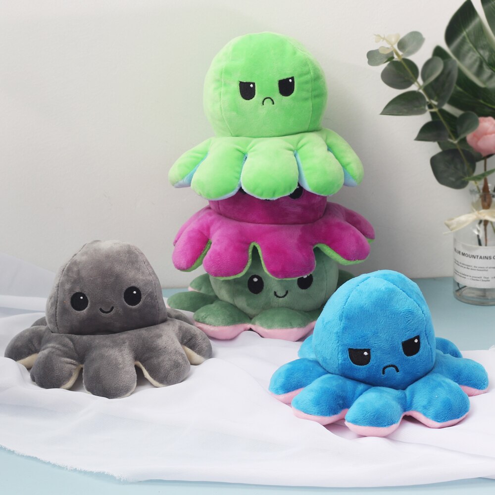 12 Colors Plush Toys Double-sided Flip Doll Soft Stuffed Animals Toys Christmas Home Decoration pulpo