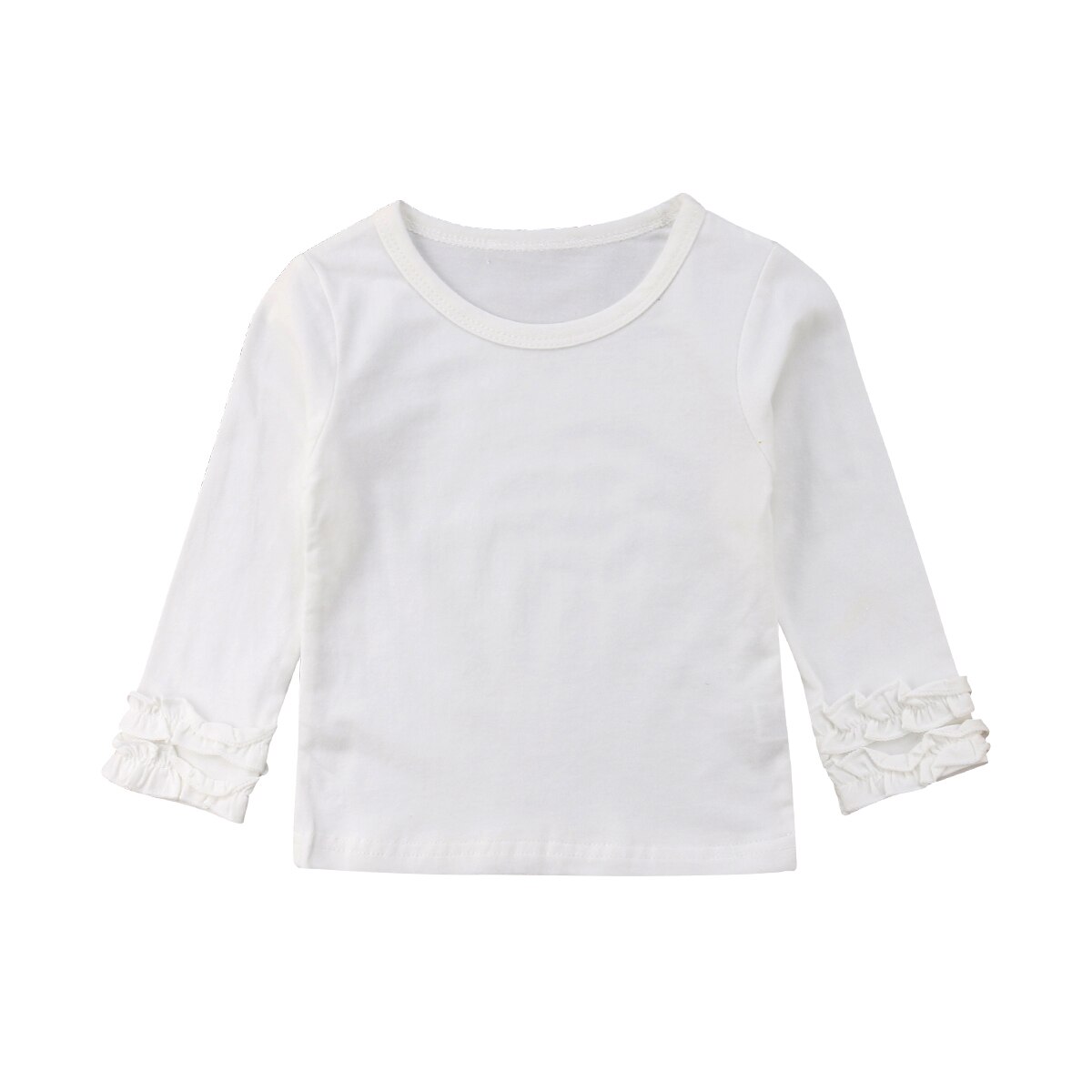 1-5Y Peuter Kinderen Meisje Mode Puff Met Lange Mouwen Tops Kleding T-shirt Tee Tops Herfst Casual Solid Katoen Zachte Kant t-Shirt: B / 120