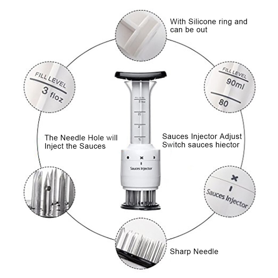 4YANG Multi fonction viande attendrisseur aiguille Steak viande injecteur Marinade saveur seringue Gadgets de cuisine outils de viande