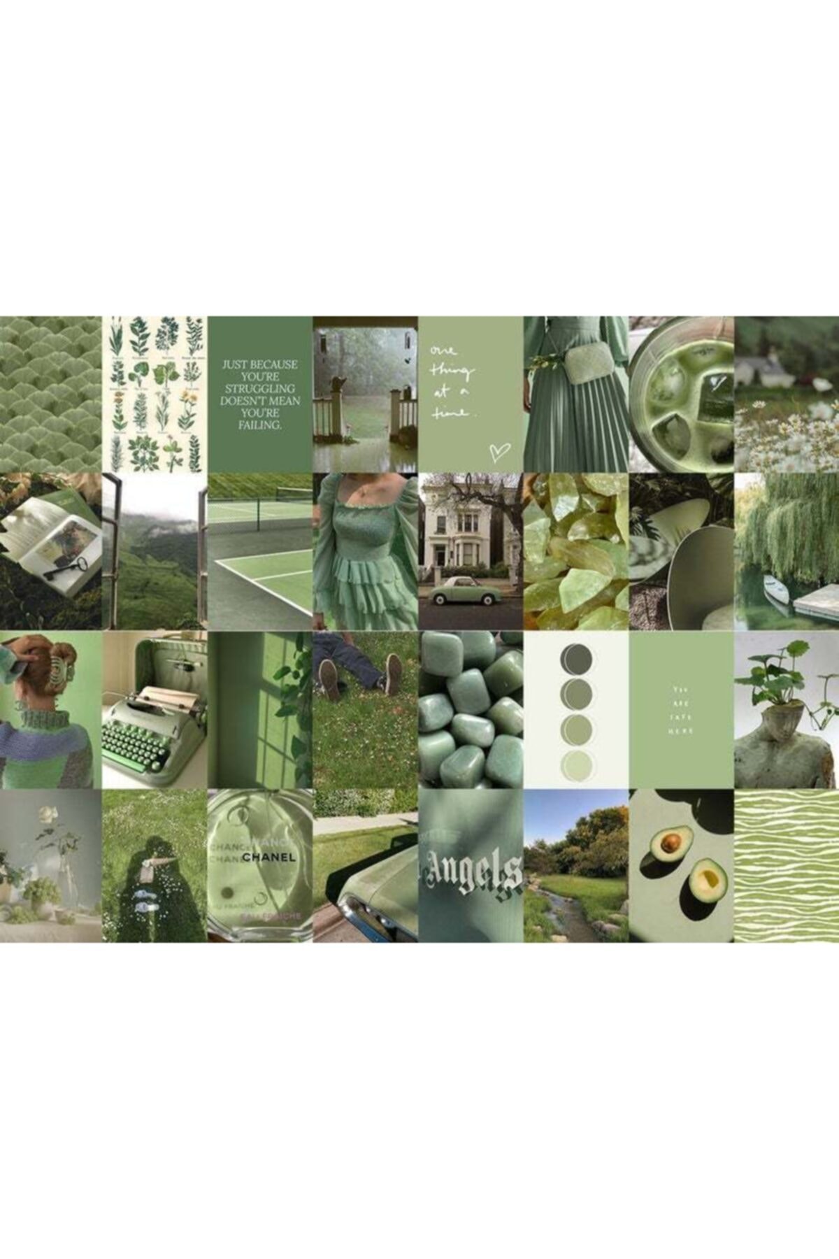 Soft Green Poster Set-Collage Set-130 Pcs-Vintage Poster Set-10cm * 14cm-Boxed Set