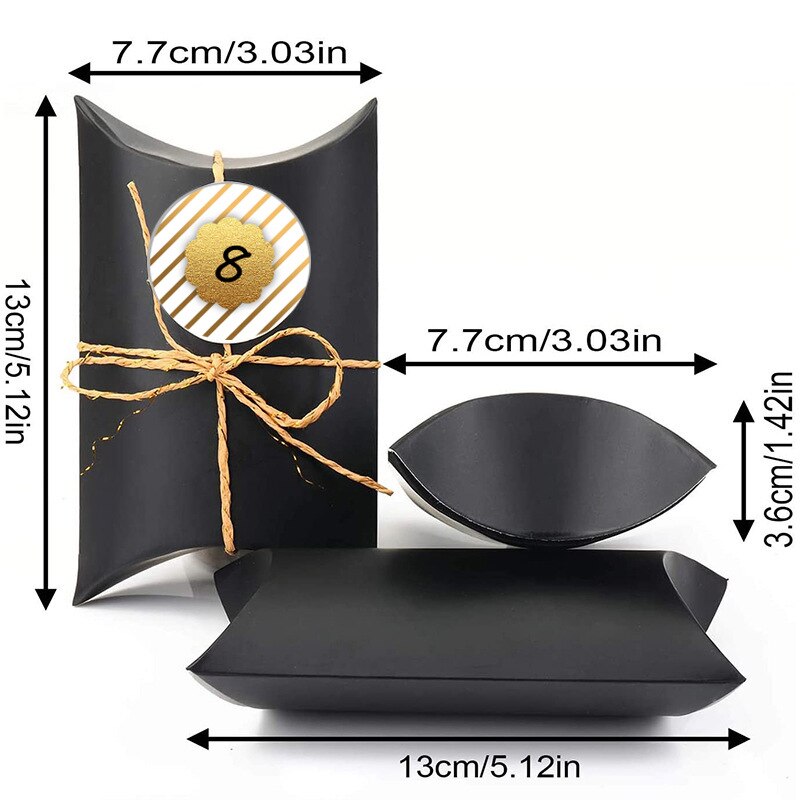 Neueste 24 teile/satz 13x 7,7x3,6 cm Schwarz Süssigkeit Kasten Handwerk Papier Kissen bilden Party Kasten Taschen Umweltfreundliche Kraft