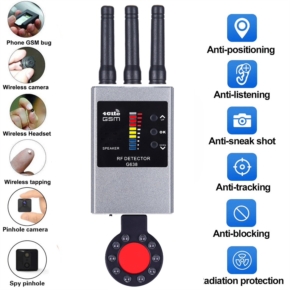 Détecteur de Signal RF sans fil, Bug GSM GPS, Mini caméra, balayage IR, veille AI, détection automatique G638W