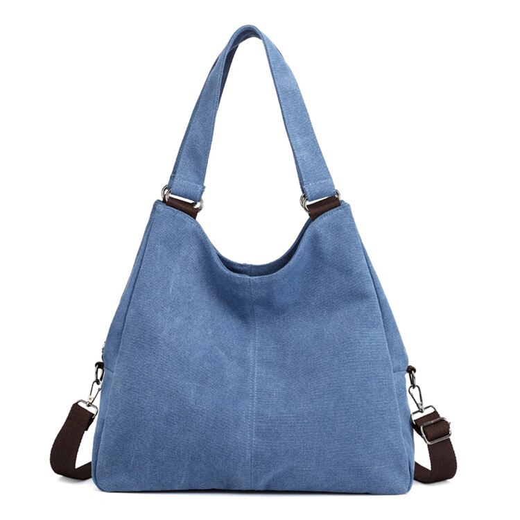 Women shoulder bag handbag female hobo tote bags ladies crossbody messenger bag canvas purse: Blue