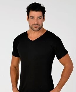 Herre v-krave t-shirt 100%  bomuld: Grå / Xxl