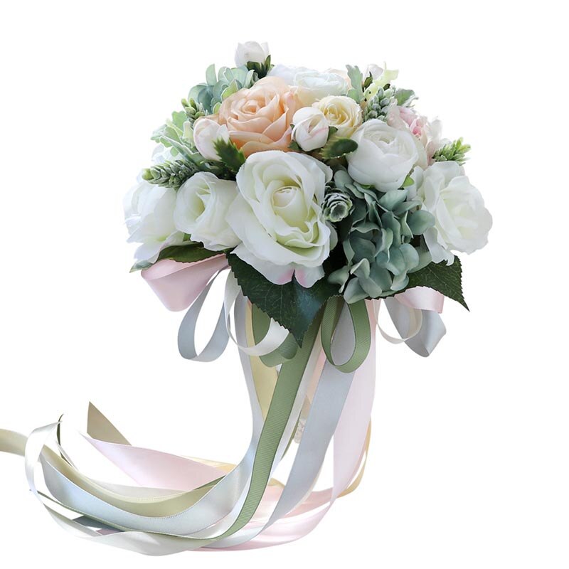 Champagne bryllup buket med fjer brudebuket kunstig blomst til bruden bryllup brudgom blomst strand bryllup blomster