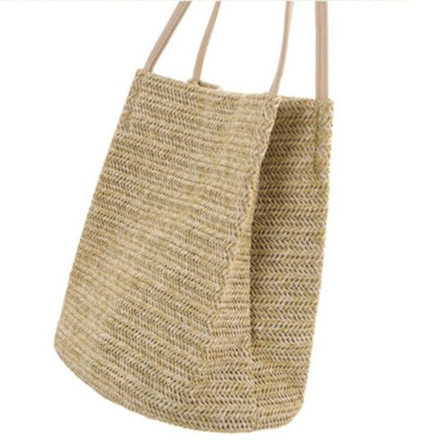 Womens Storage Bags Women Summer Beach Straw Bags Large Woven Bags Purse Tote Handbags Women's Straw Handbag Shoulder Bag Tote: Khaki