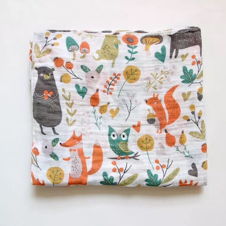60*60 muslin bomull babyfilt swaddle mjuk tecknad wrap swaddle scarf multifunktion haklappar wrap rapa trasor handduk tillbehör: 16