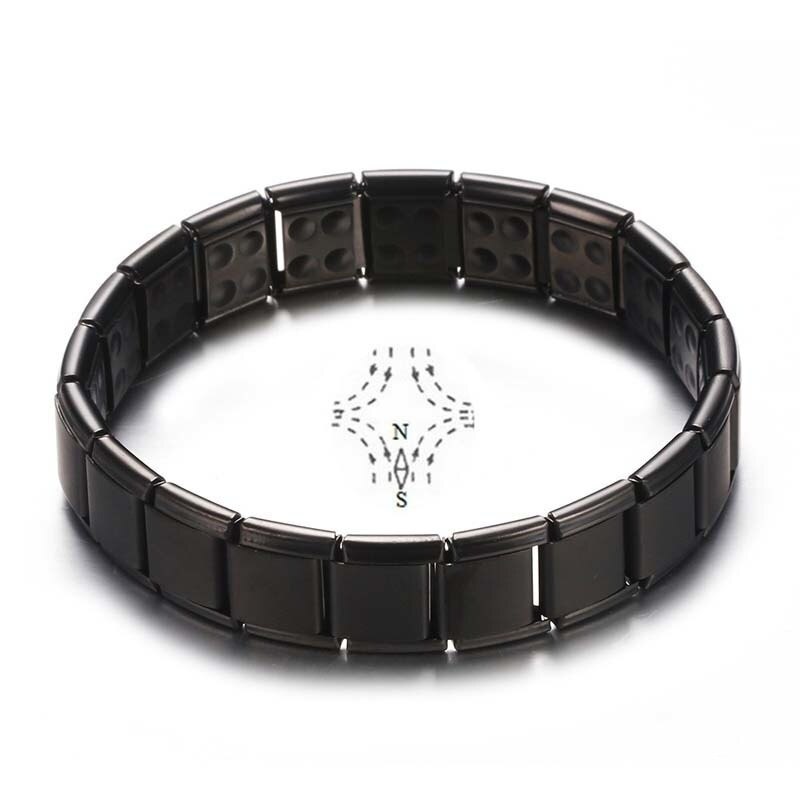Rustfrit stål sort germanium magnetisk kæde link armbånd til kvinder mænd sundhedspleje energi smykker snorken armbånd