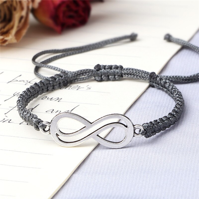 Glück Red String Geflochtene Armband Unendlichkeit Charme Einstellbar Paar Schwarz Weiß Grau Seil Armbänder für Frauen Männer Modeschmuck