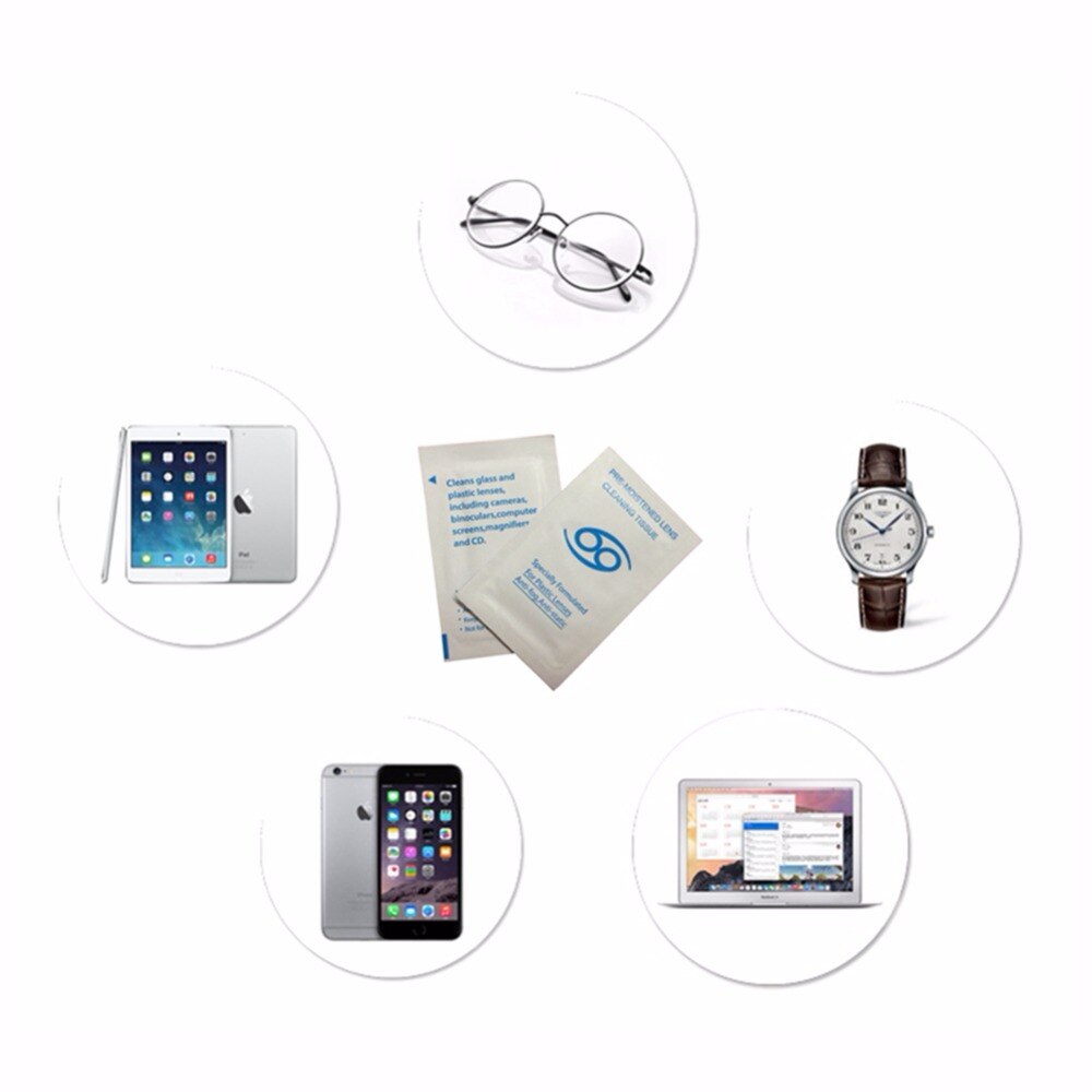 100 piece wet Lens Wipes Paper PreMoisten Disposable For Glasses Camera LCD monitors microscopes telescopes cleaning kit napkins