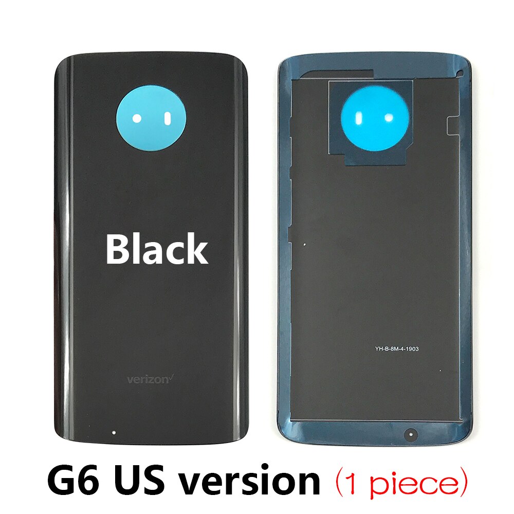 Tylna pokrywa baterii tylna pokrywa szklana dla Motorola Moto One makro Action / G6 Plus / G7 Power / G9 Play / E7 z klejem: G6 black US