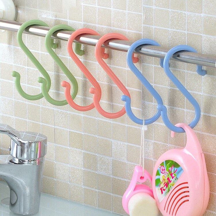 8 pièces en plastique en forme de S crochet cuisine et salle de bain sans ongles crochets garde-robe vêtements S crochets petite taille