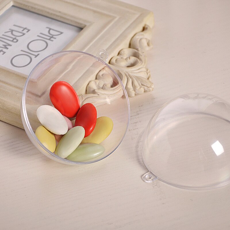 Christmas Decoration Hanging Ball DIY Plastic Sealable Can Open Transparent Hollow Sphere ChristmasTree Hanging Transparent Ball