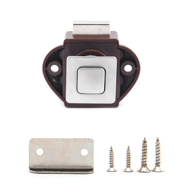 Verborgen Knop Lock Push Button Klink Rv Push Lock Zinklegering Kabinet Sloten Voor Rv Jachten Camper Camper Lade 20mm: Brown Pearl Chrome