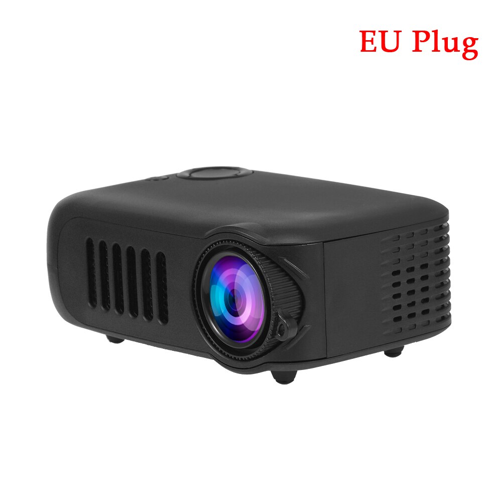 Draagbare Projector 800 Lumen Eye-verzorgende 1080P LCD 50,000 Uur Levensduur Lamp Home Theater Video Projector Ondersteuning Power bank: Black EU