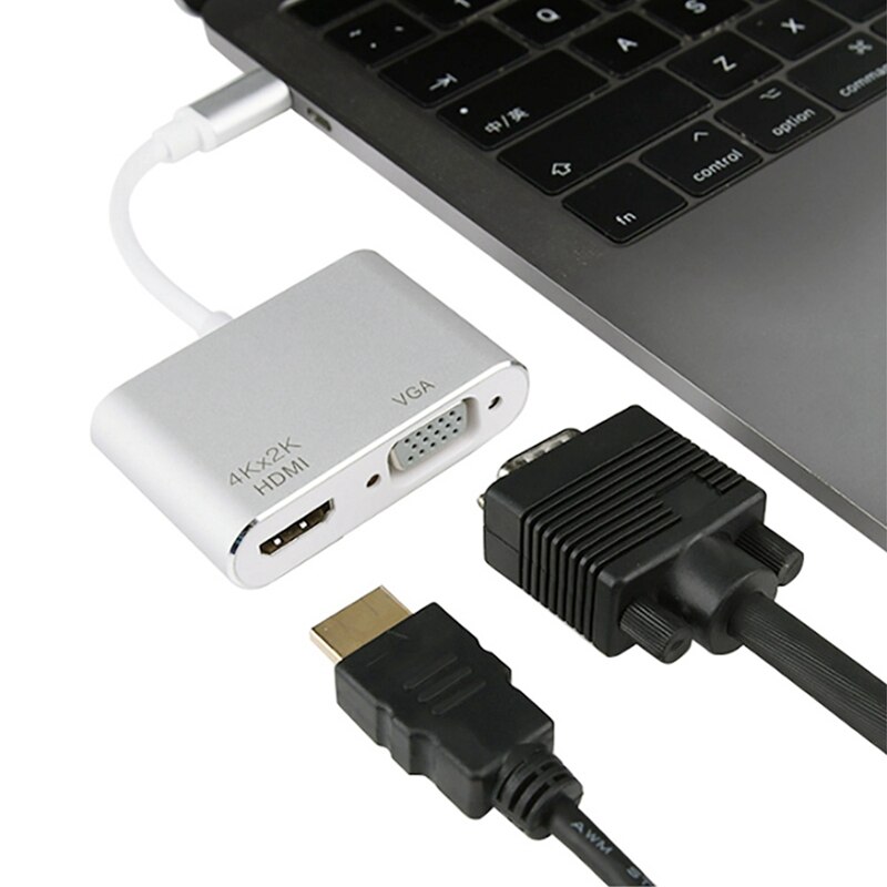 USB3.1 Type-C to HDMI + VGA Docking Station USB C Hub Adapter for iPad Pro Samsung Huawei USB C HDMI