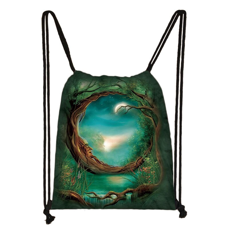 Galaxy / sterrennacht print trekkoordtas dames reistas tienermeisjes canvas softback rugzak dames opbergtas: Skdxk 22