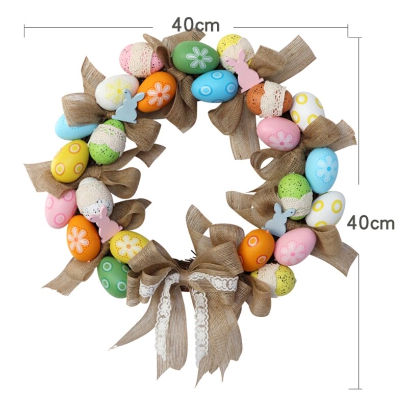40cm kolorowe rattanowe koło pisanki kokarda uszy królika wieniec drzwi powiesić wielkanoc dekoracji wnętrz